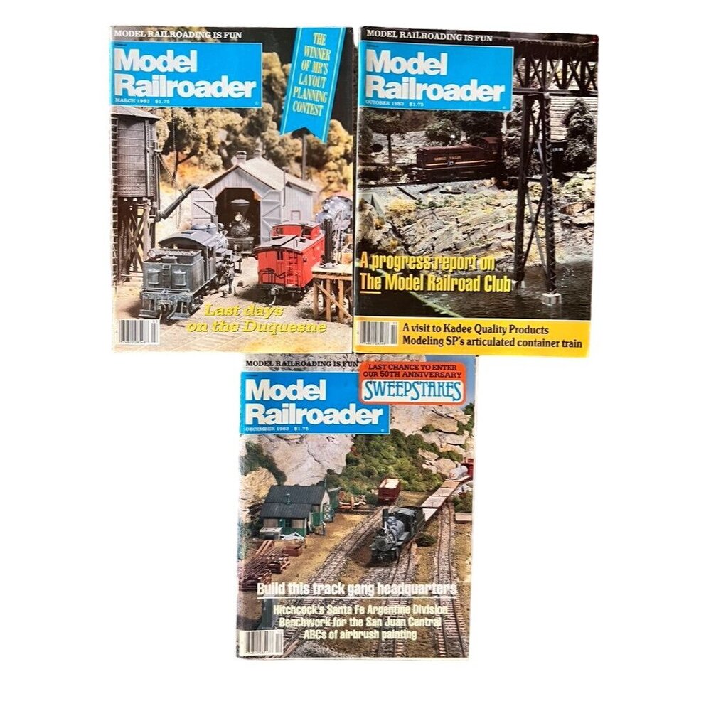 Vintage Model Railroader Magazines 1983 Issues: December March October